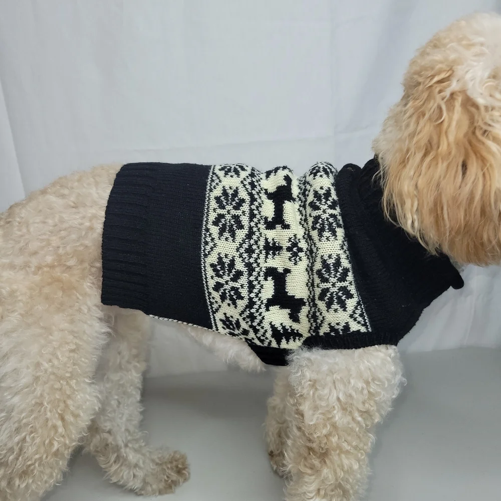 Elegant Black and Cream‎ Dog Sweater